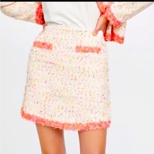 ZARA KNIT MINI SKIRT ONLY WITH FRAYED TRIM